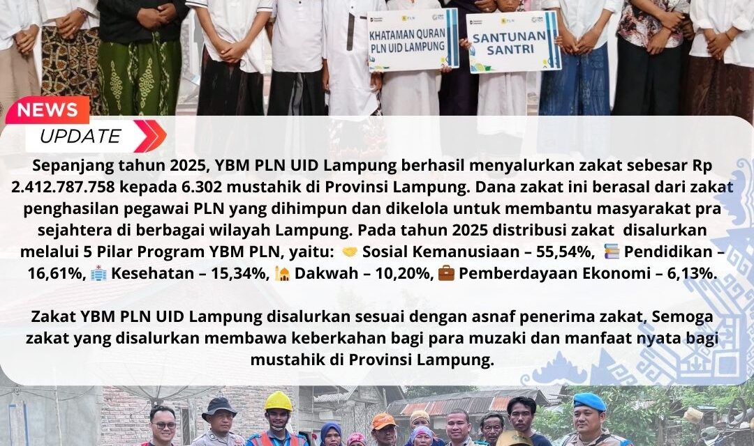 Inisiasikan Desa Cahaya hingga Program Berkah Ramadan, YBM PLN UID Lampung Salurkan Zakat Rp 2,4 M Sepanjang Tahun 2025